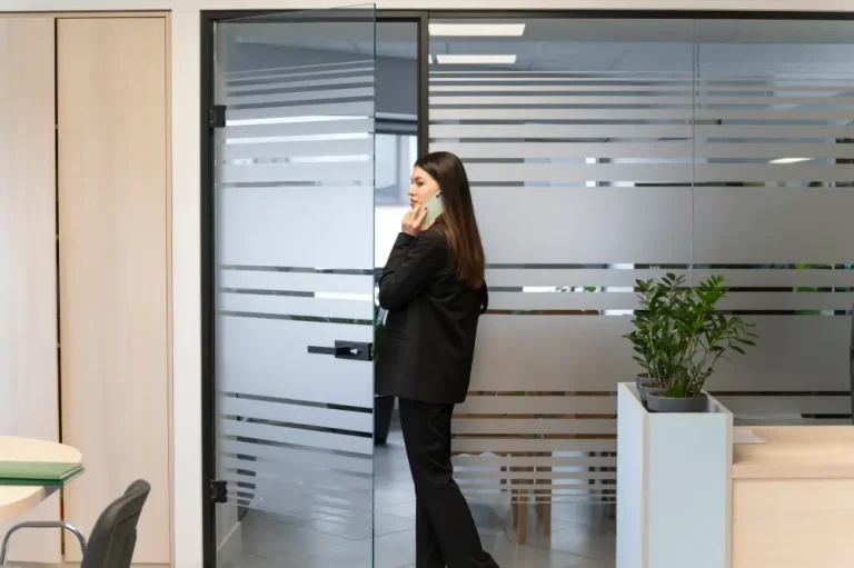 glass partition in office