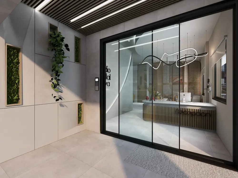 glass partition in office